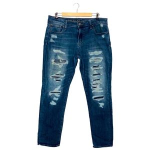AEO NE (X)T Level Flex Skinny Distressed Tapered Ripped Medium Wash jeans 36 x30